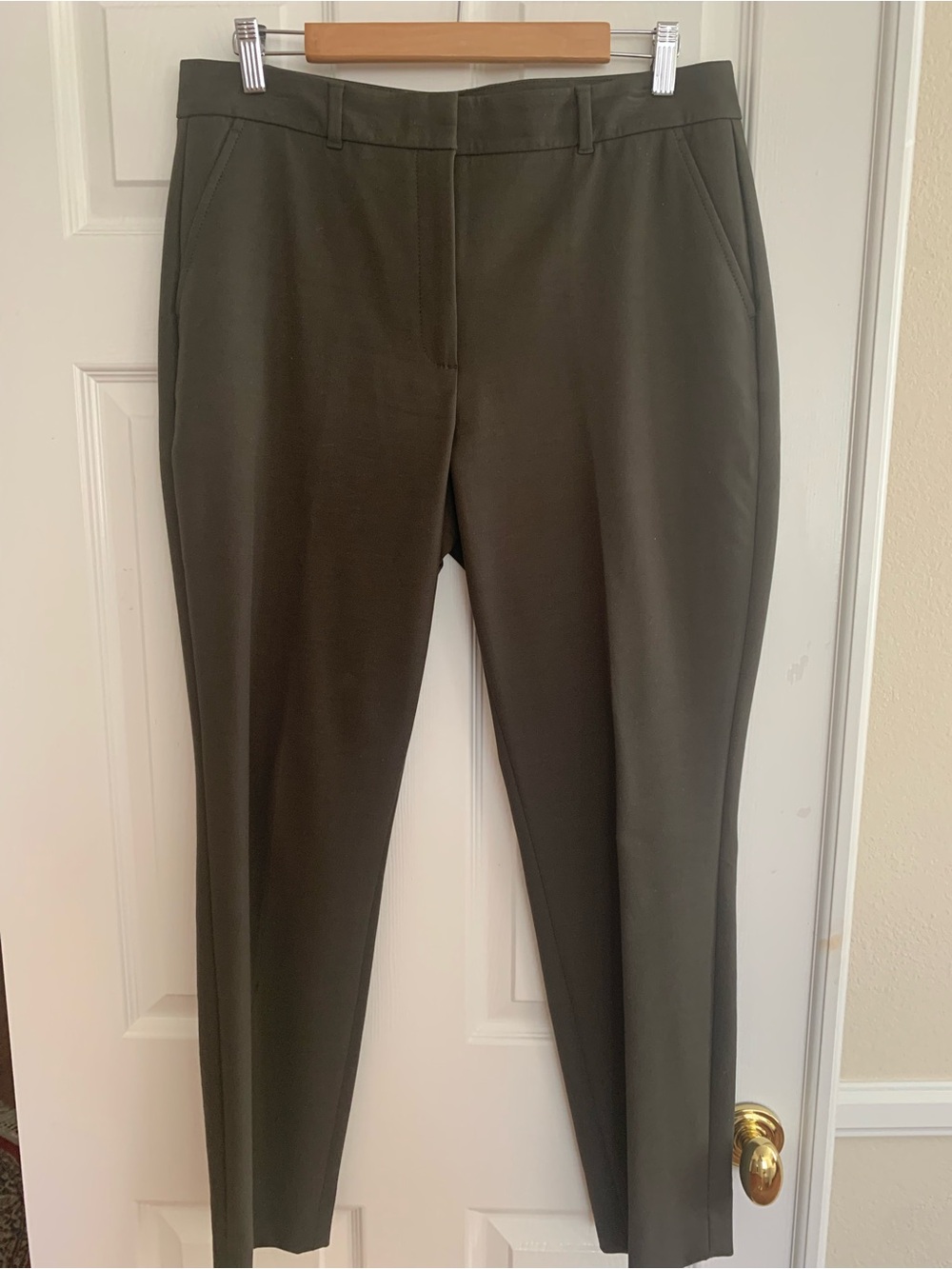 White House Black Market Pants: Olive Green, Slim Ankle, Zip, 12 Long